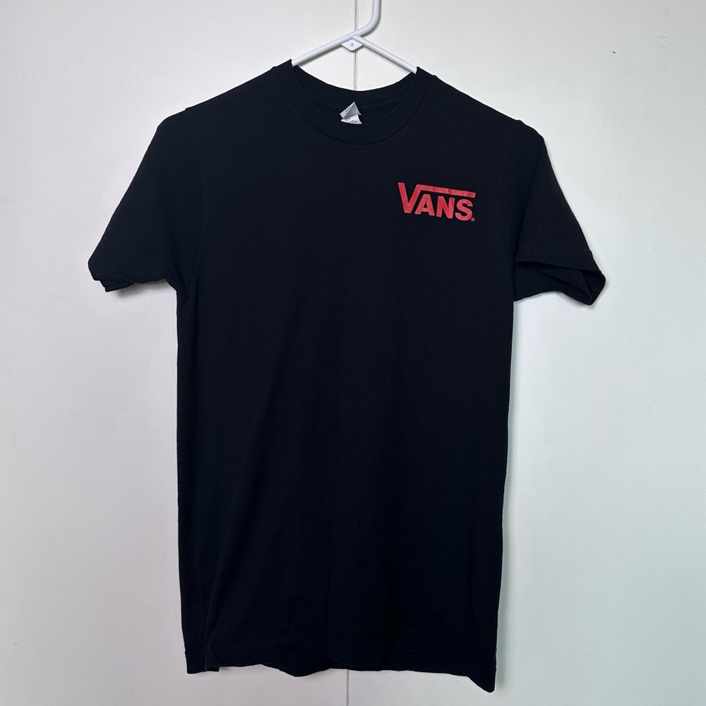 Vans Black Unisex T-Shirt with Red Logo - S